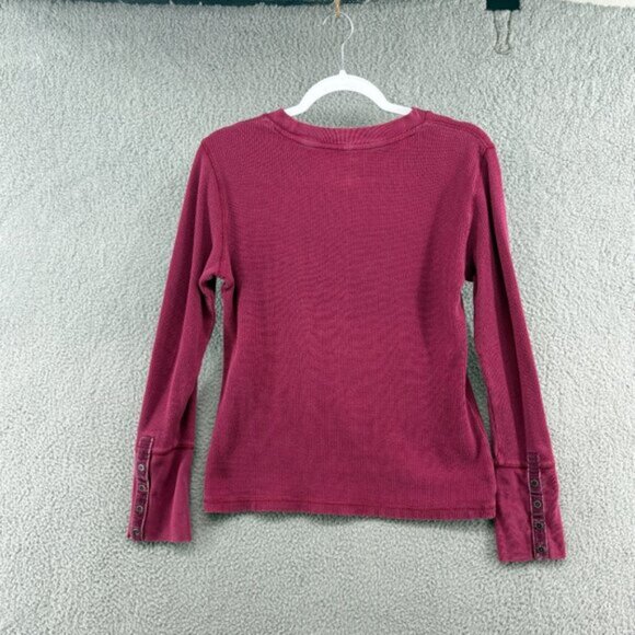 Sundance Thermal Long Sleeve Top Magenta Velvet Cuff Detail Boho Size M - Picture 2 of 10